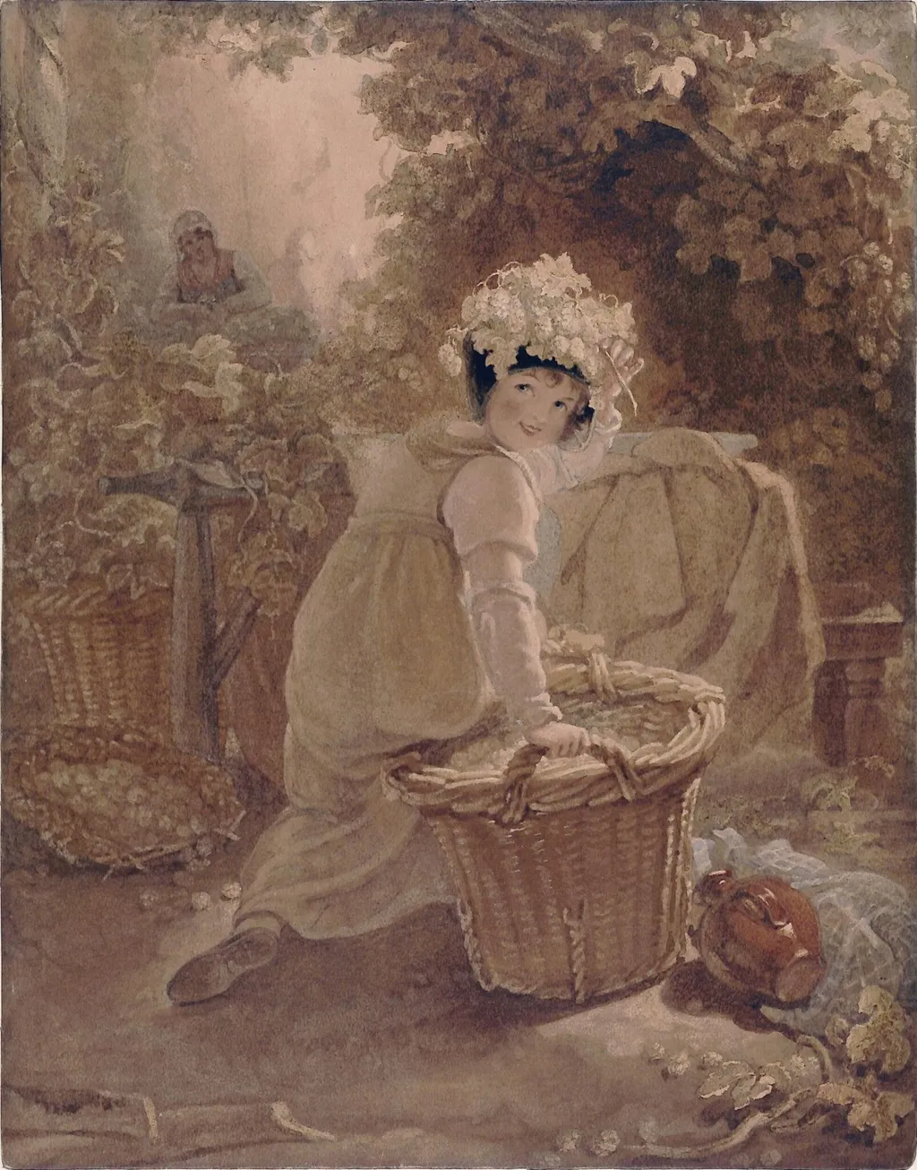 The Hop Gatherer, by Thomas Uwins, watercolor, 1813