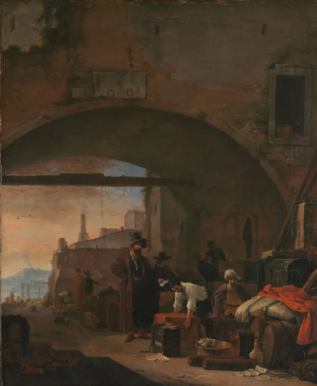 View of a Levantine port, by Thomas Wijck, oil, 1650