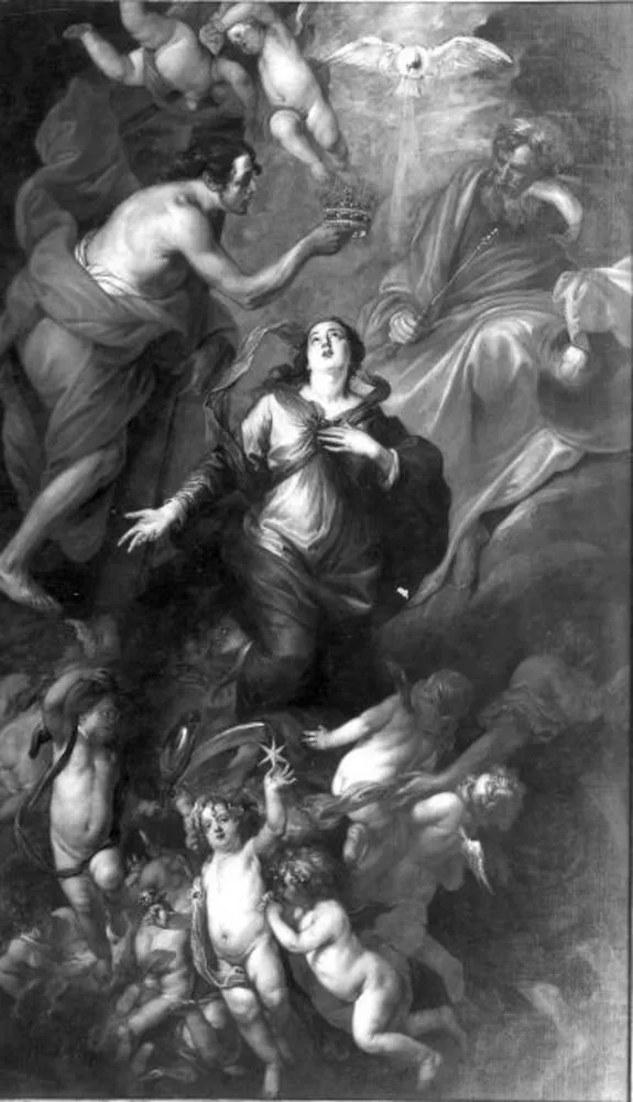 Coronation of Mary, by Thomas Willeboirts Bosschaert, oil, 1647