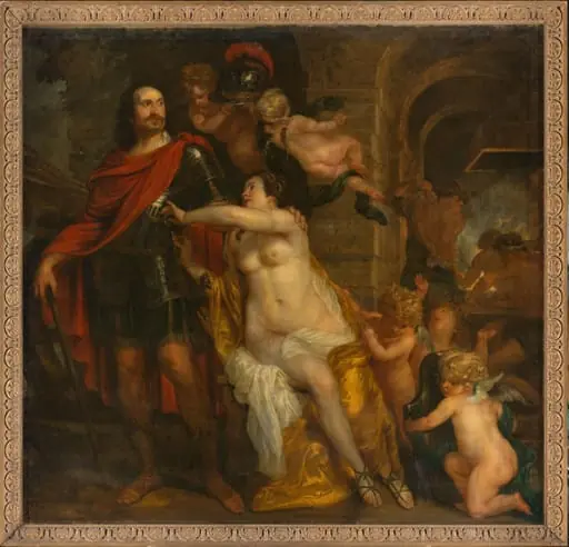 Venus Arming a Warrior, possibly Johan Maurits at the Forge of Vulcan, by Thomas Willeboirts Bosschaert