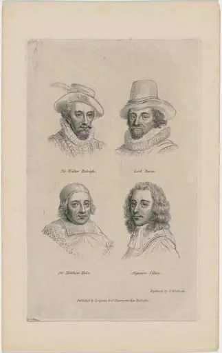 Portraits of Sir Walter Raleigh, Lord Bacon, Algernon Sidney, and Sir Matthew Hale, by Thomas Woolnoth