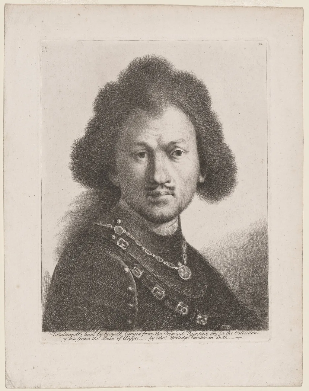 Rembrandt's Head by Himself, by Thomas Worlidge, ink, 1758