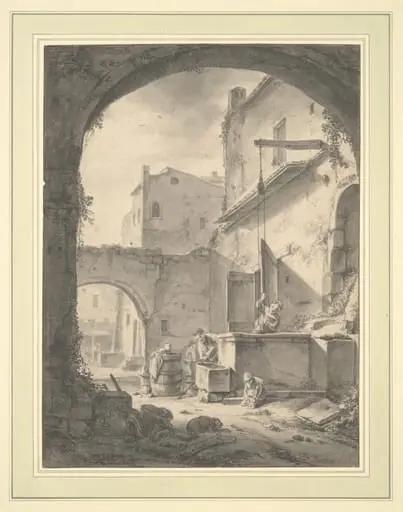 View into a Courtyard with a Family at a Well, by Thomas Wyck