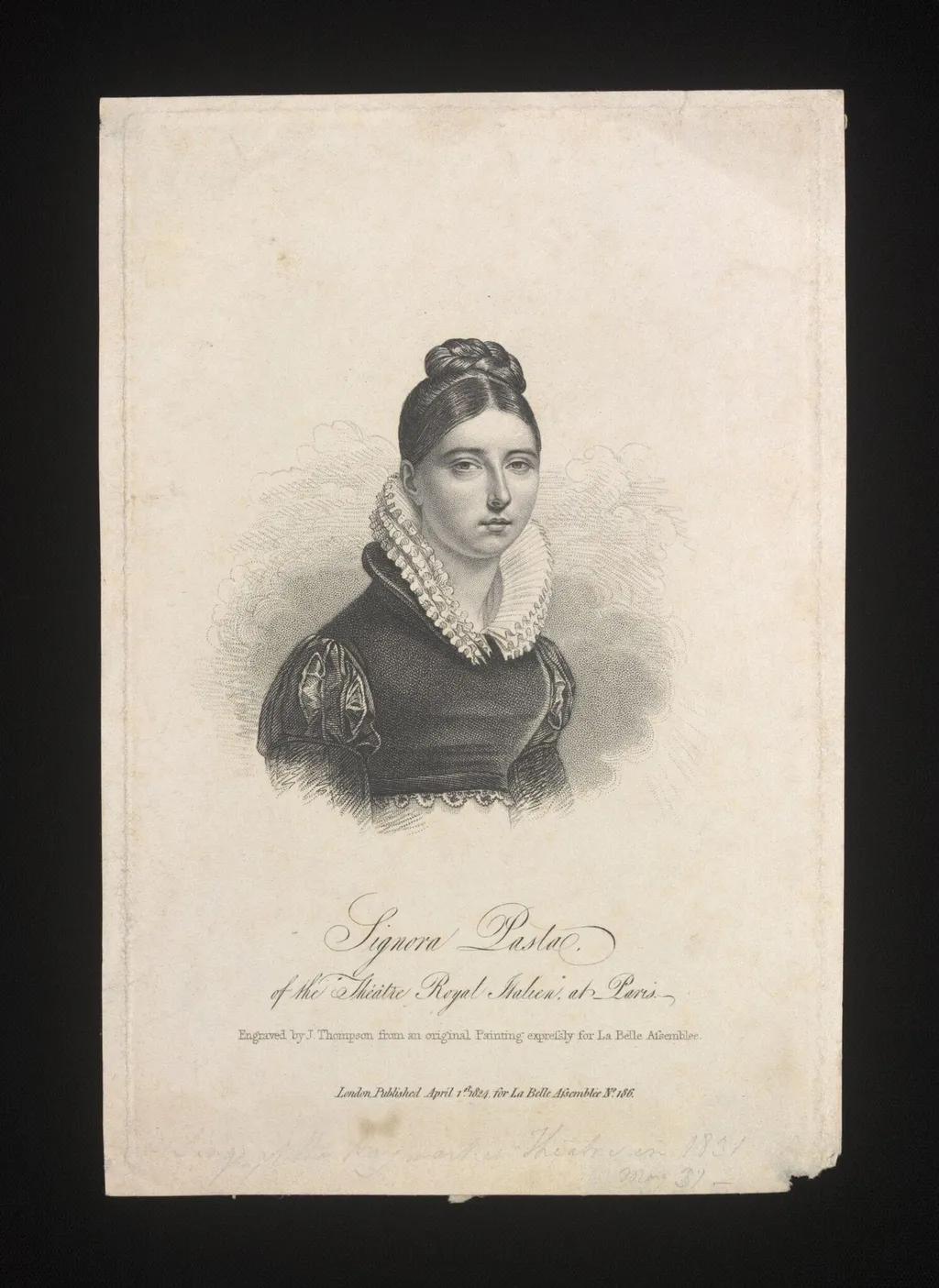 Singnora Pasta of the Théâtre Royal Italien at Paris, by Thompson, 1