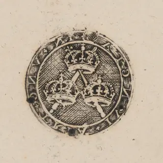Three Crowns Supported by Two Sceptres [left half]