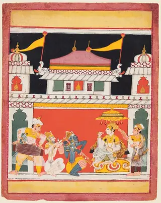 Three Musicians Perform Before a King: Shri Raga, from a Ragamala