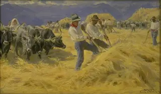 Threshing in the Abruzzi. Cività d'Antino