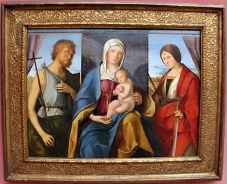 Thronende Maria mit d. Kind und den Heiligen Johannes dem Täufer und Katharina von Alexandrien