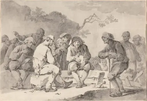 Self-Portrait with Country Folk from Appenzell, by Tiberius Dominikus Wocher