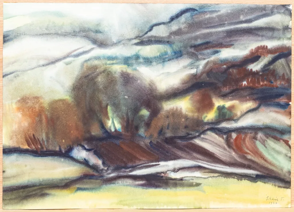 Peisaj din Valea Mureșului, by Tibor Siclody, 1950