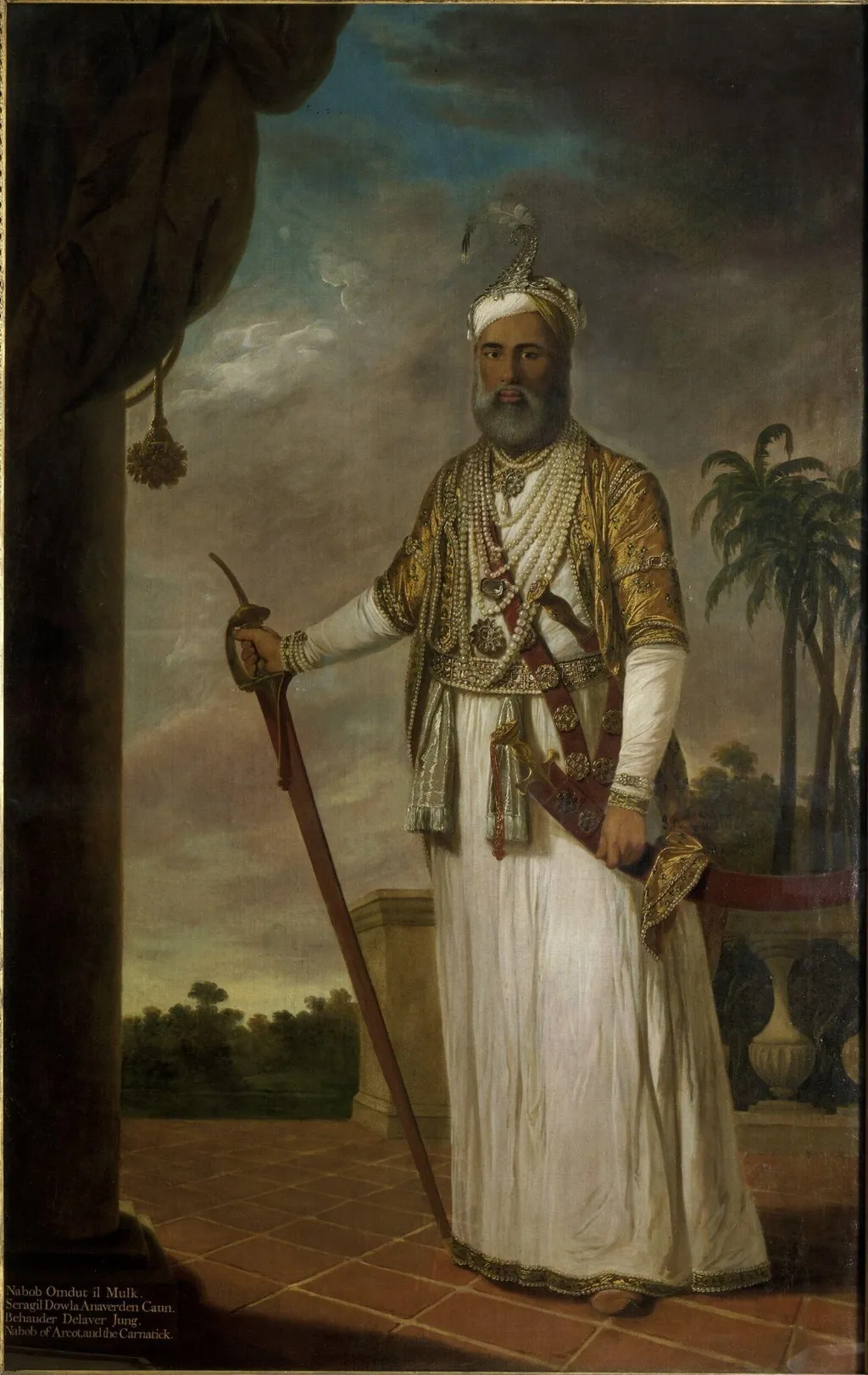Muhammad Ali Khan, Nawab of Arcot, by Tilly Kettle, paint, 1774