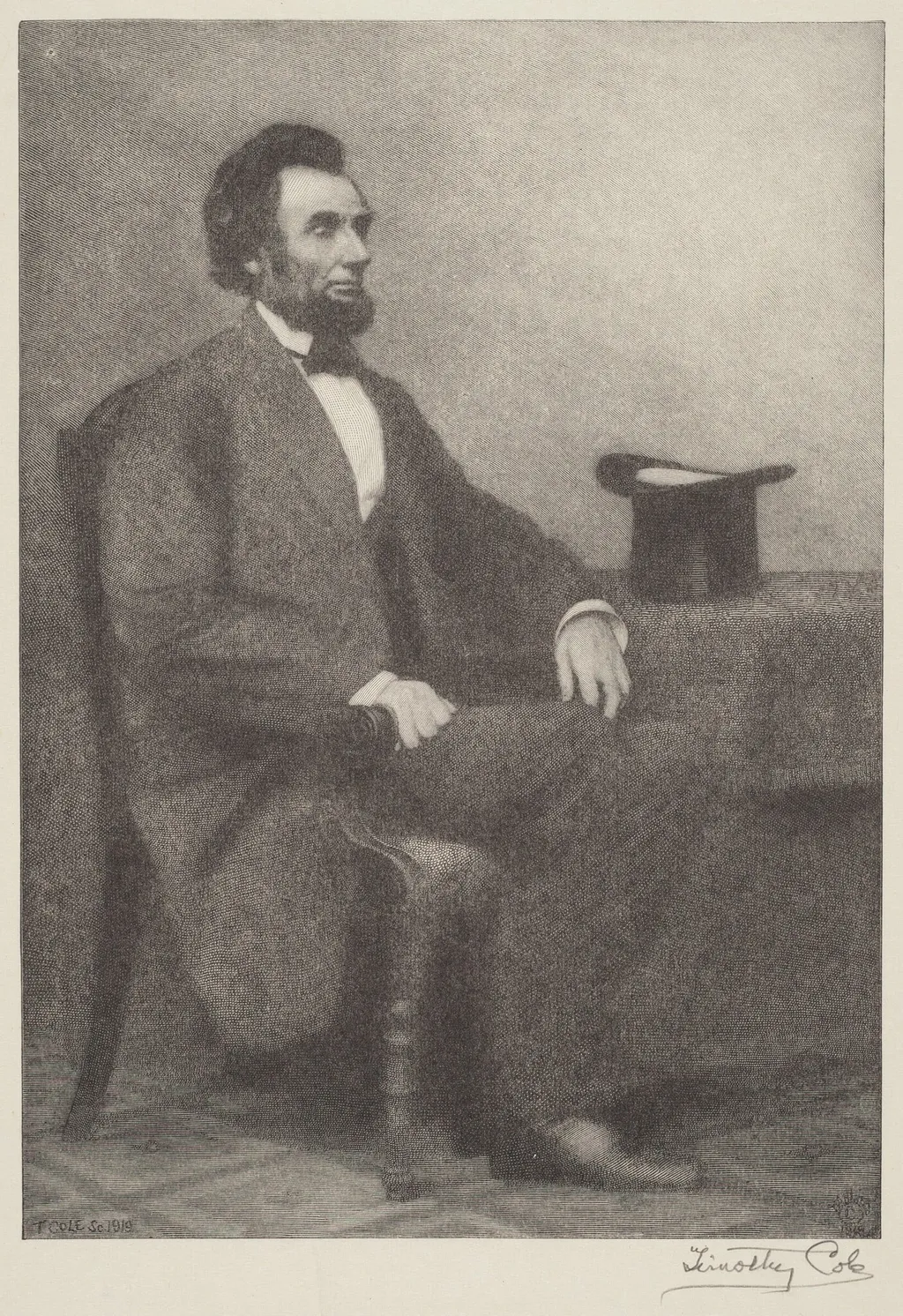 Abraham Lincoln, by Timothy Cole, ink, 1919