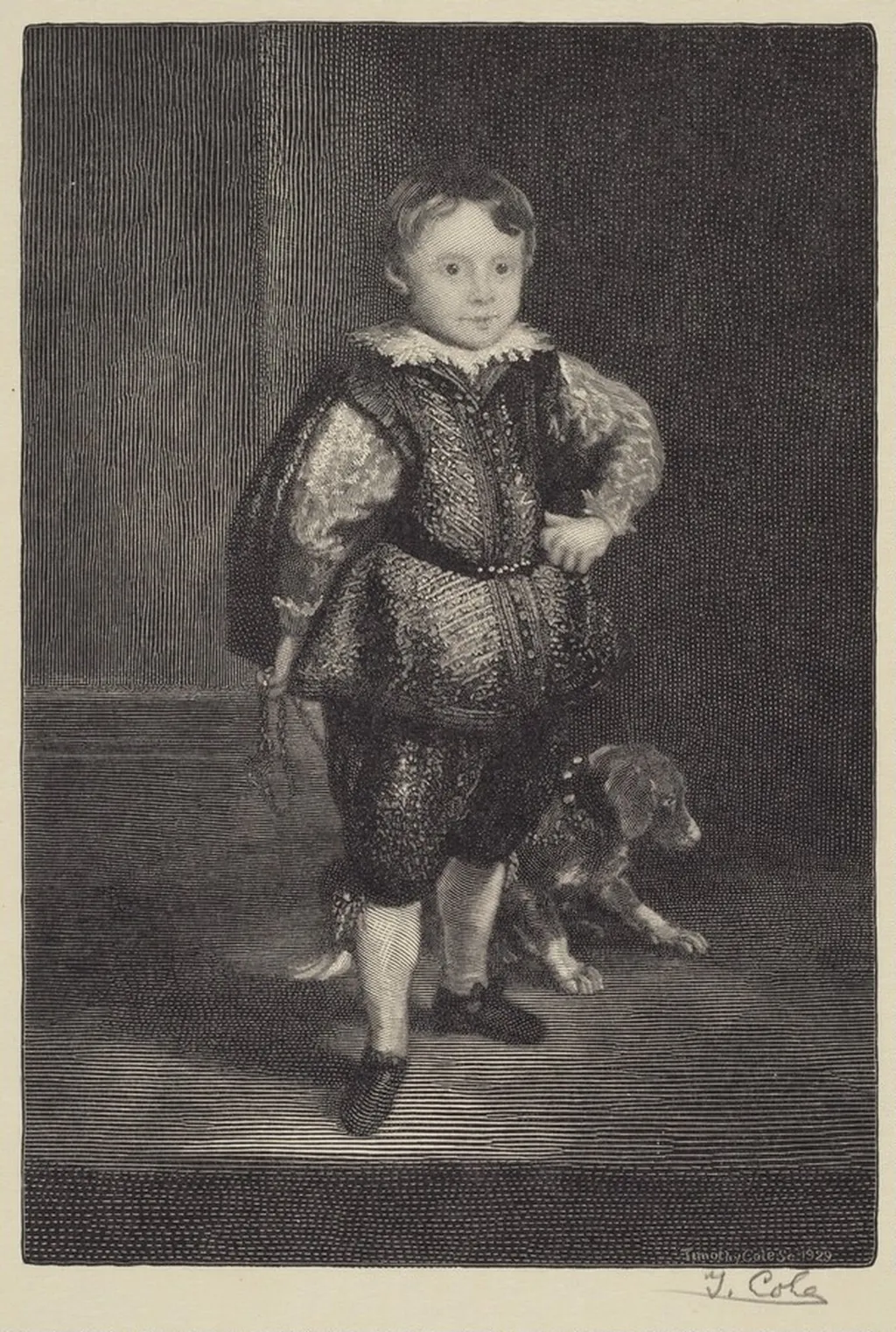 Filippo Cattaneo, Son of Marchesa Elena Grimaldi, by Timothy Cole, ink, 1929