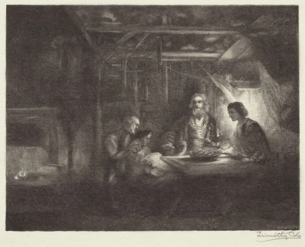 Philemon and Baucis, by Timothy Cole, ink, 1927
