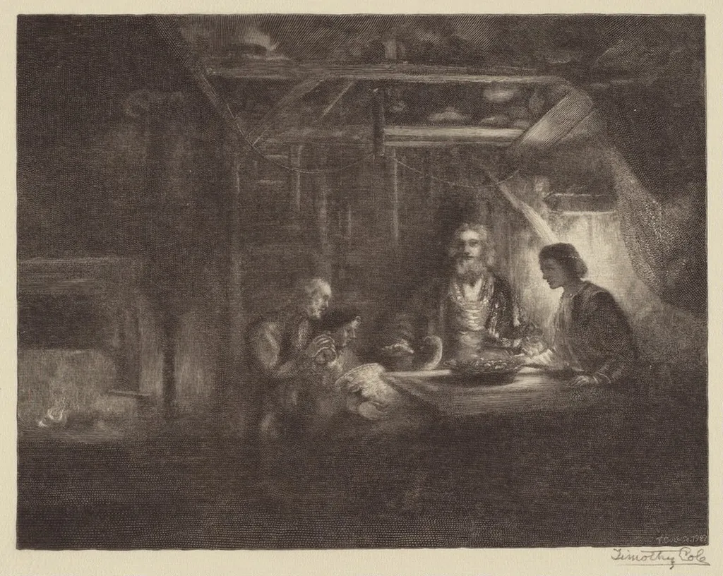 Philemon and Baucis, by Timothy Cole, ink, 1927