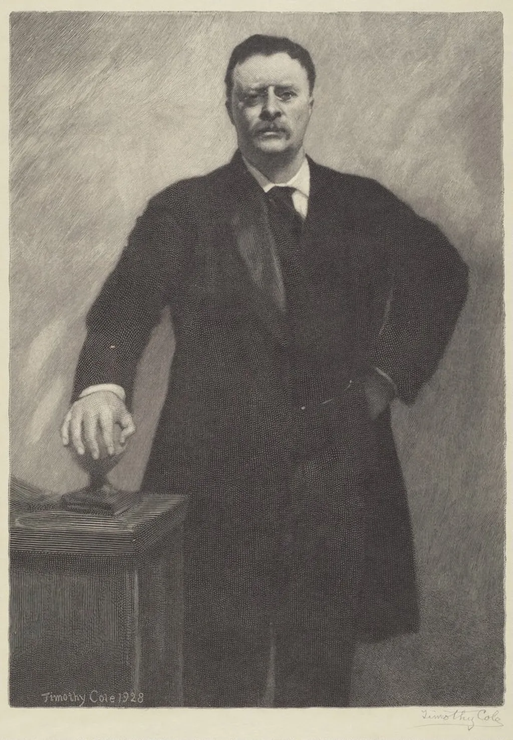 Theodore Roosevelt, by Timothy Cole, ink, 1928