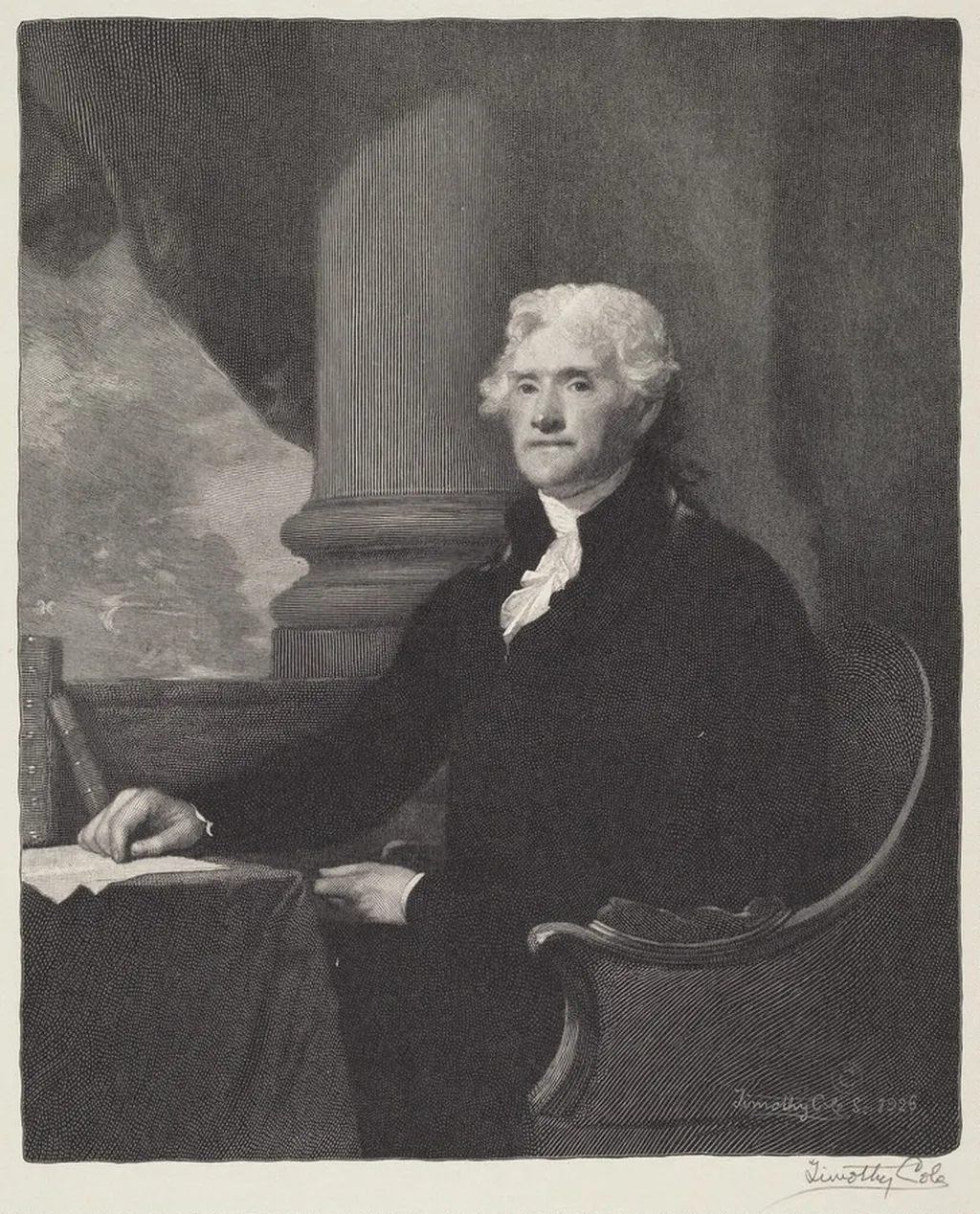 Thomas Jefferson, by Timothy Cole, ink, 1926