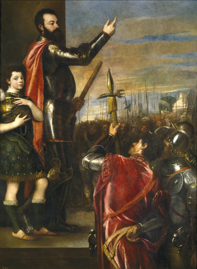 Alfonso d'Avalos Addressing his Troops — Titian