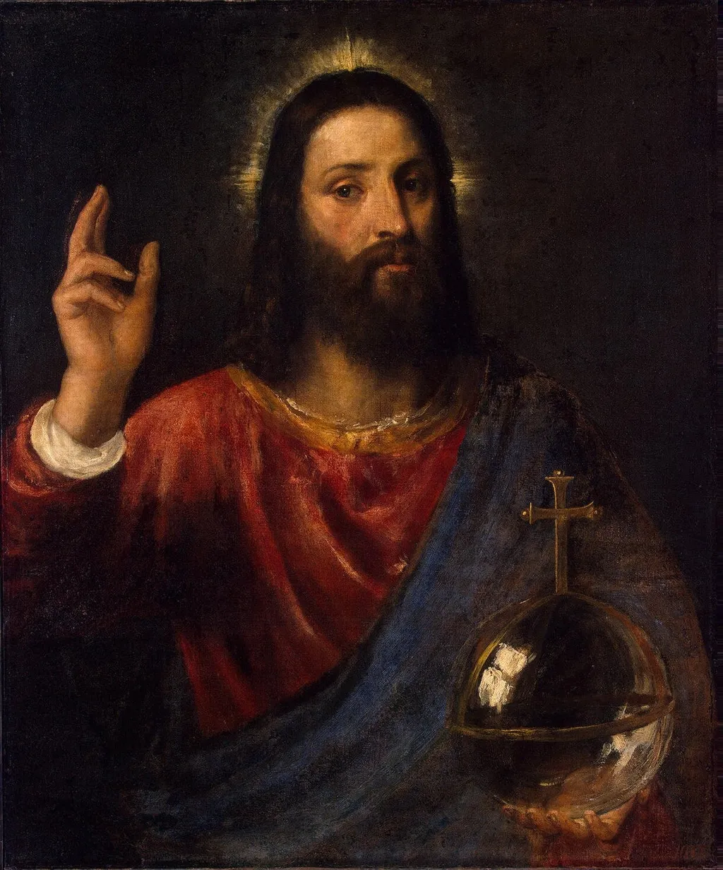 Christ Blessing, by Titian, oil, 1570