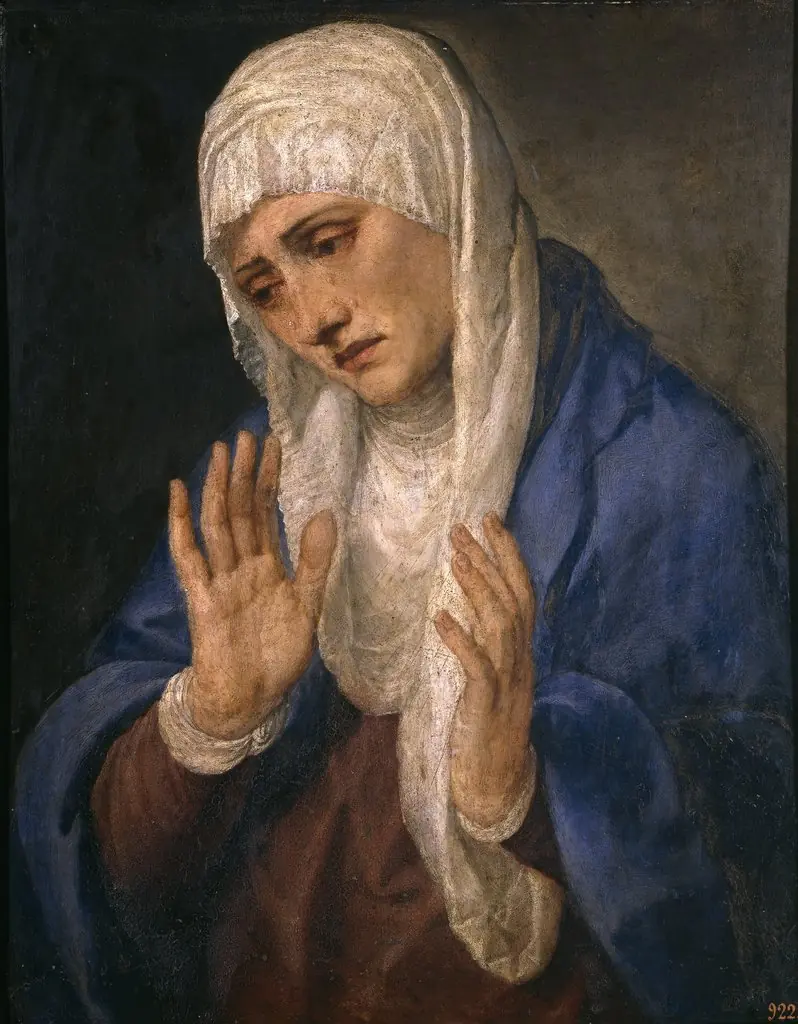 Mater Dolorosa with her Hands apart, by Titian