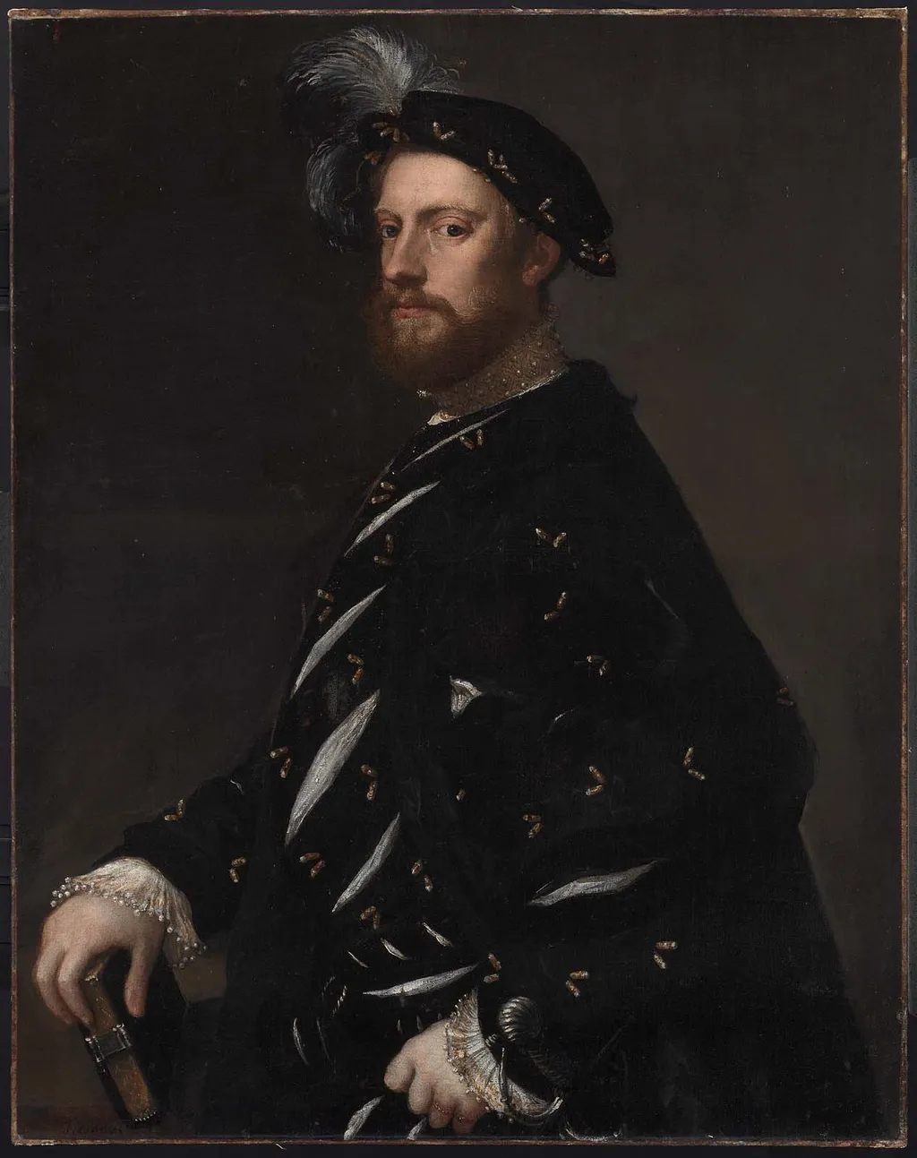 Portrait of a Man Holding a Book, by Titian, oil, 1540