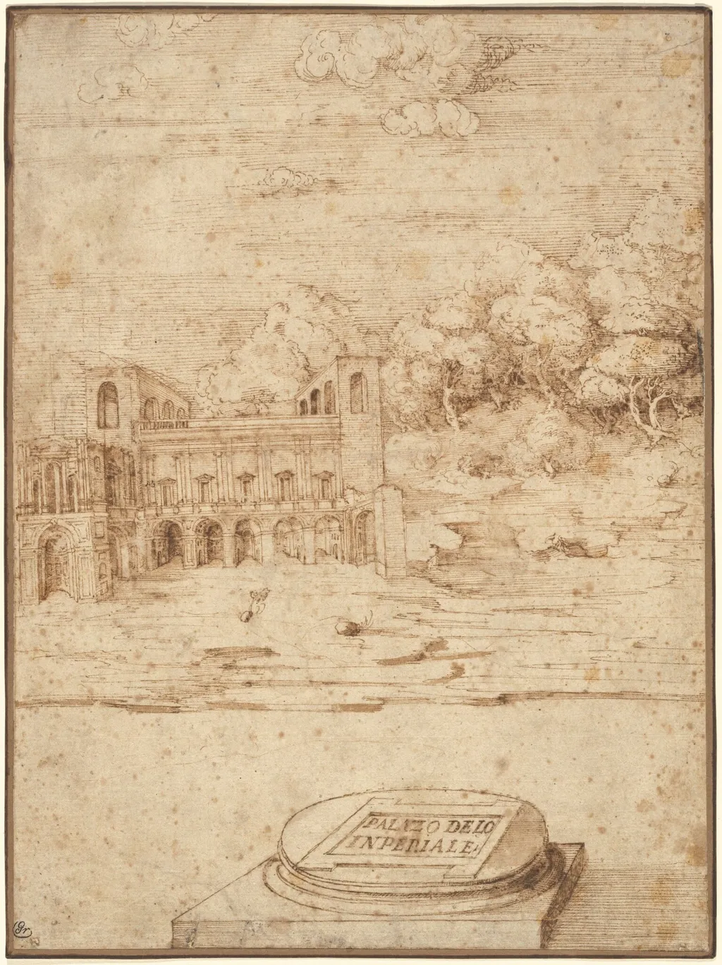 The Villa Imperiale, by Titian, ink, 1534