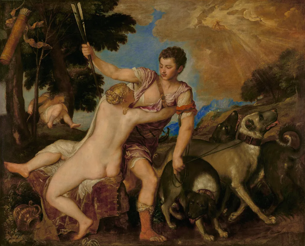 Venus and Adonis, by Titian, oil, 1557