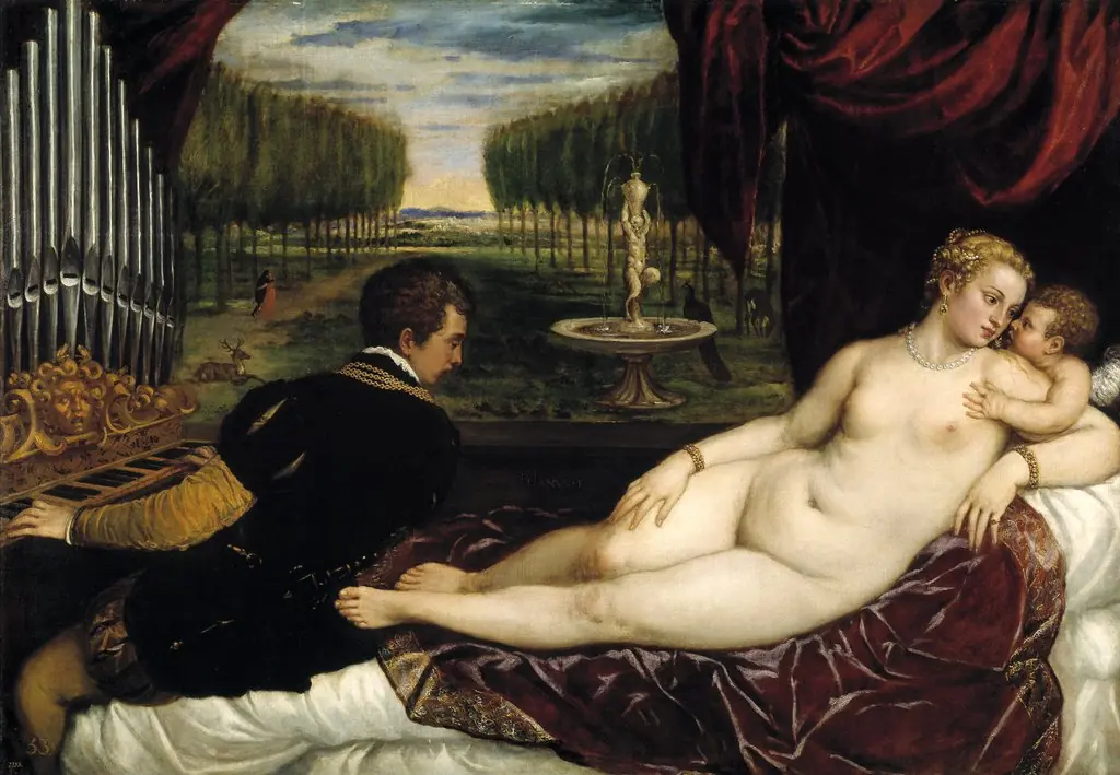 Venus with an Organist and Cupid, by Titian
