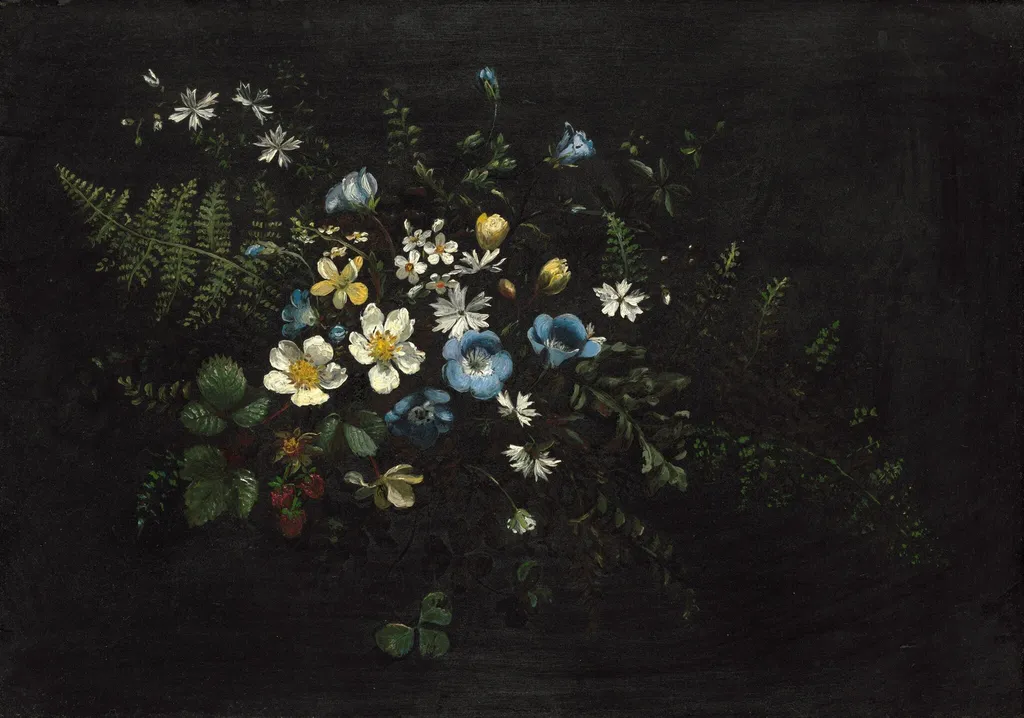 Spray of Flowers and Ferns, by Titian Ramsay Peale, oil, 1842