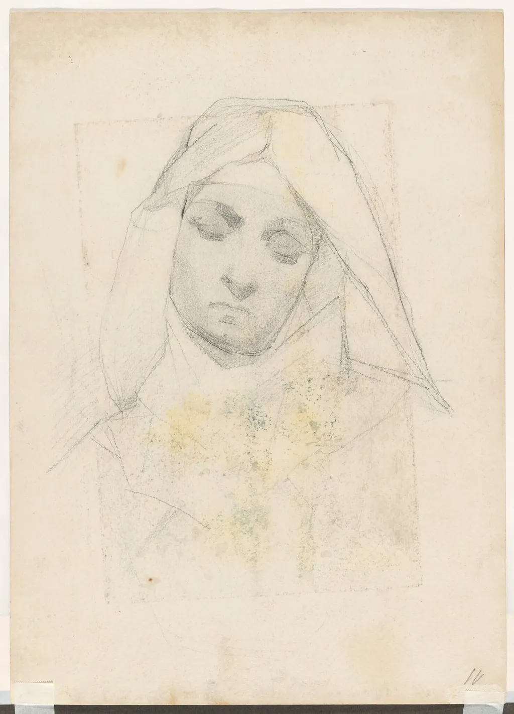 Head of a Nun, by Tito Lessi, graphite, 1896
