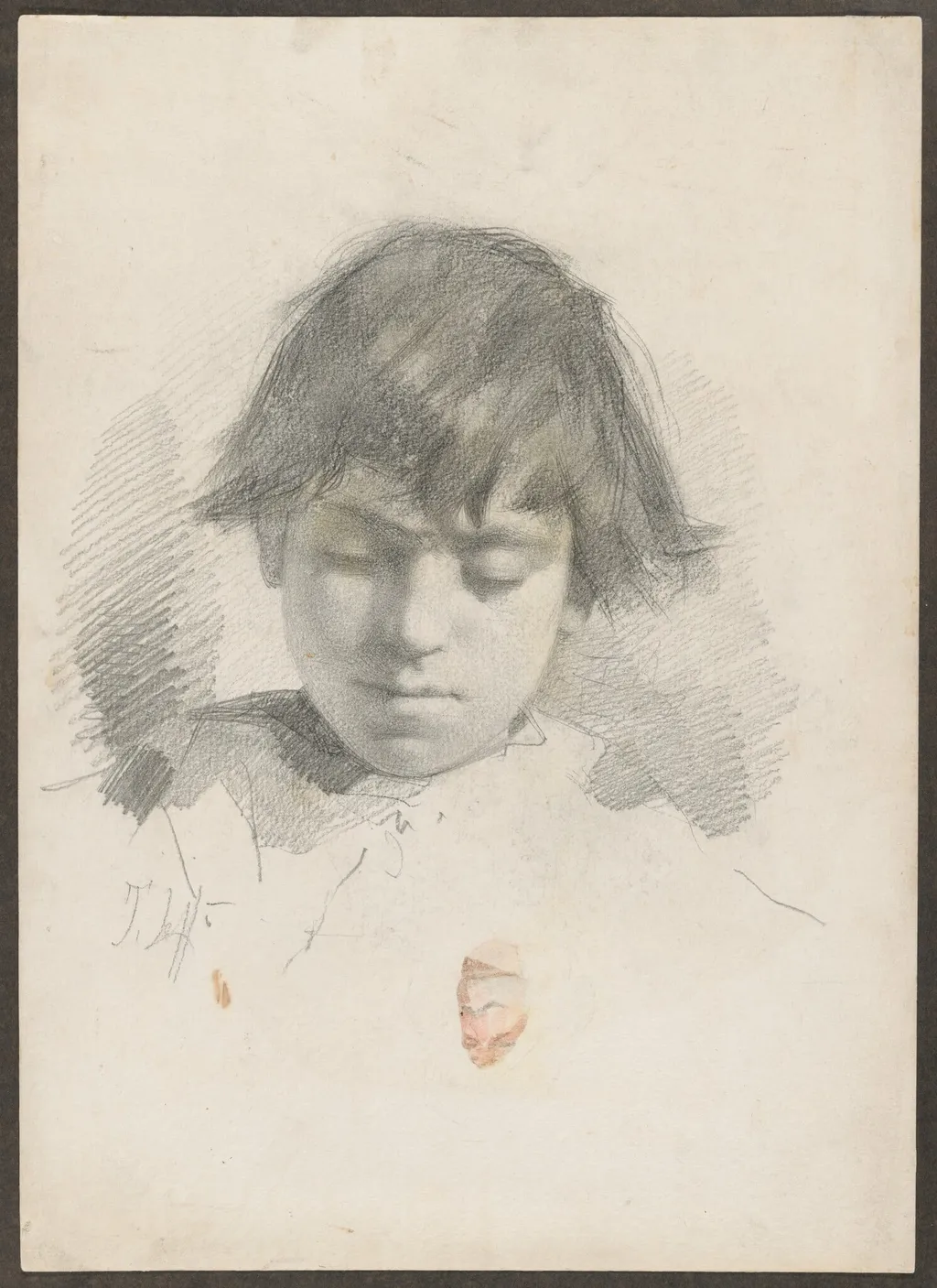 Head of a Youth and a Man with a Moustache, by Tito Lessi, watercolor, 1896