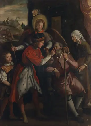 Tobias heals his blind father, by Santi di Tito