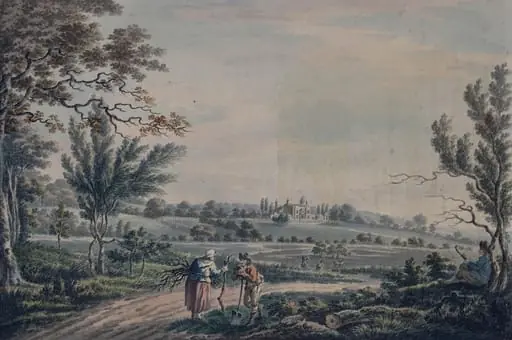 Landscape with a house and countryfolk, by Tobias Young