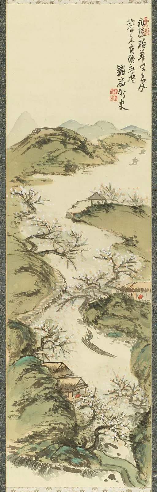 Releasing the Oar in the Plum Valley, by Tomioka Tessai, unspecified, 1887