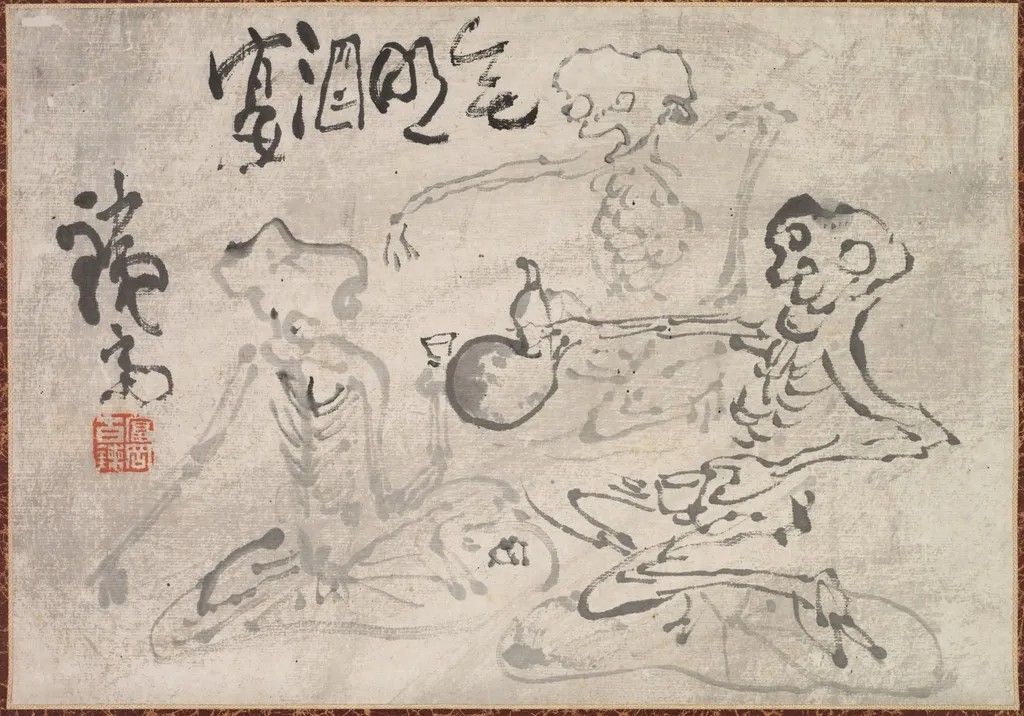 Sake Party with No Light, by Tomioka Tessai, unspecified, 1890