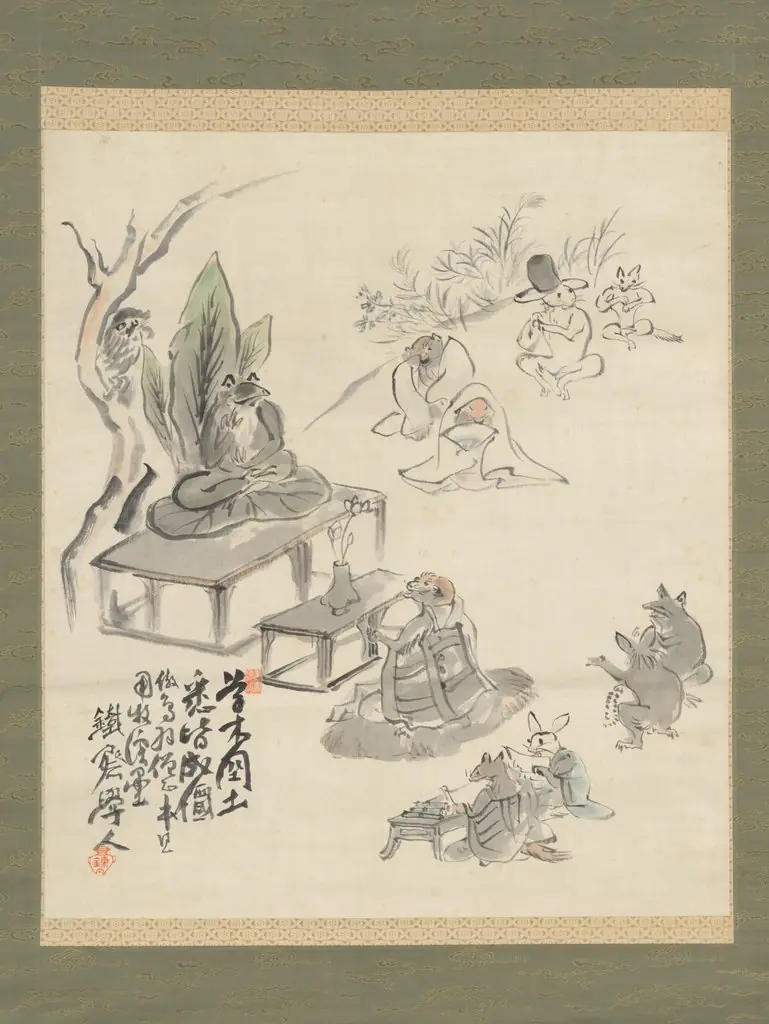 Scene Inspired by the Scrolls of Frolicking Animals and Humans, by Tomioka Tessai