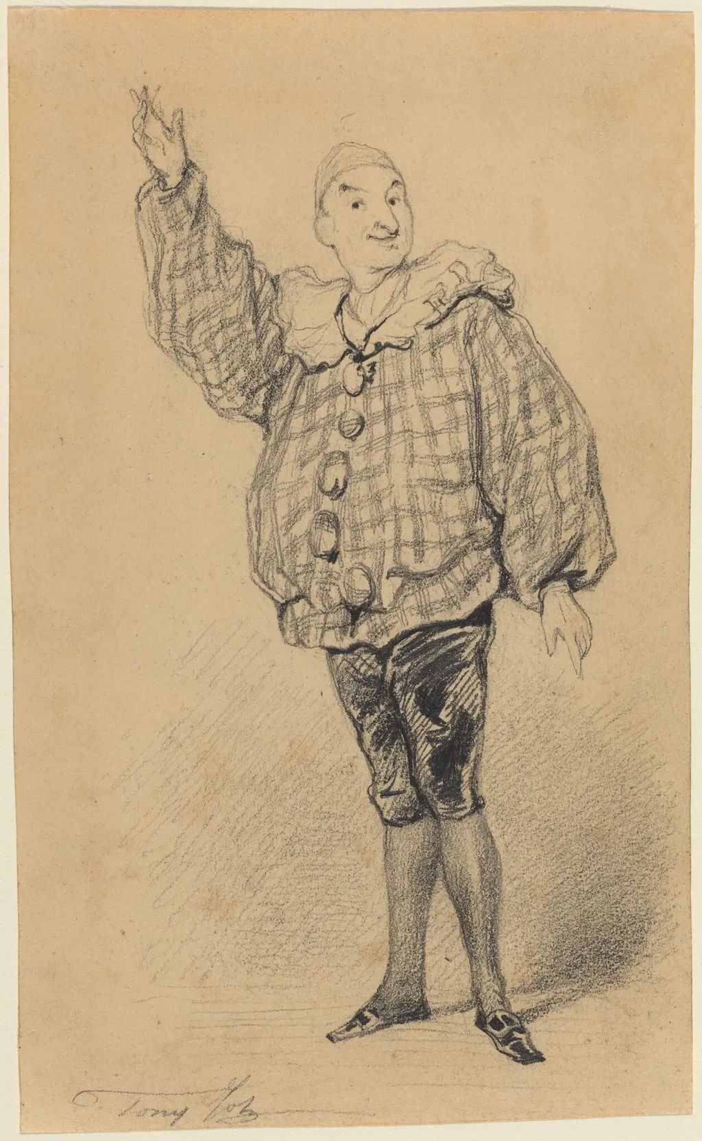 Lepeintre Ainé in the Role of Paillasse, by Tony Johannot, graphite, 1831