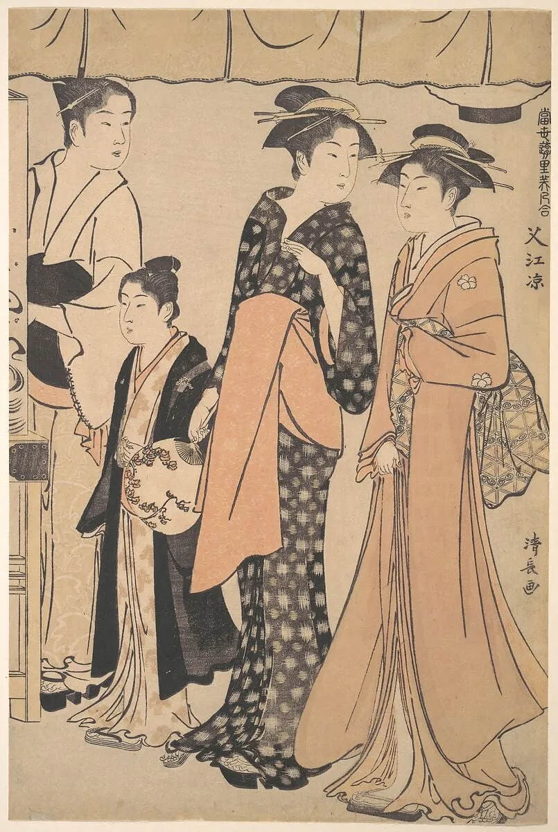 Sako no Suzumi|Cooling Off at Nakazu, by Torii Kiyonaga, ink, 1782