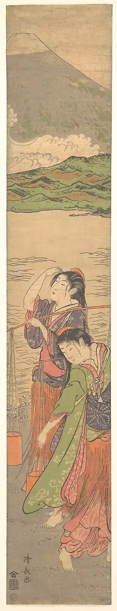 Shiokumi|Dance of the Beach Maidens, by Torii Kiyonaga, ink, 1783