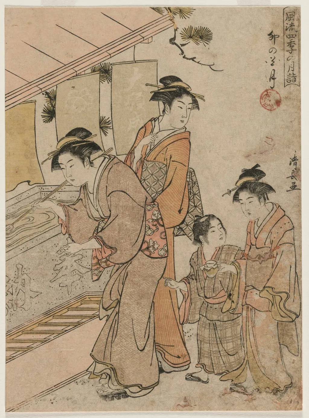 The Fourth Month (from the series Fashionable Monthly Visits to Temples in the Four Seasons), by Torii Kiyonaga, 1784