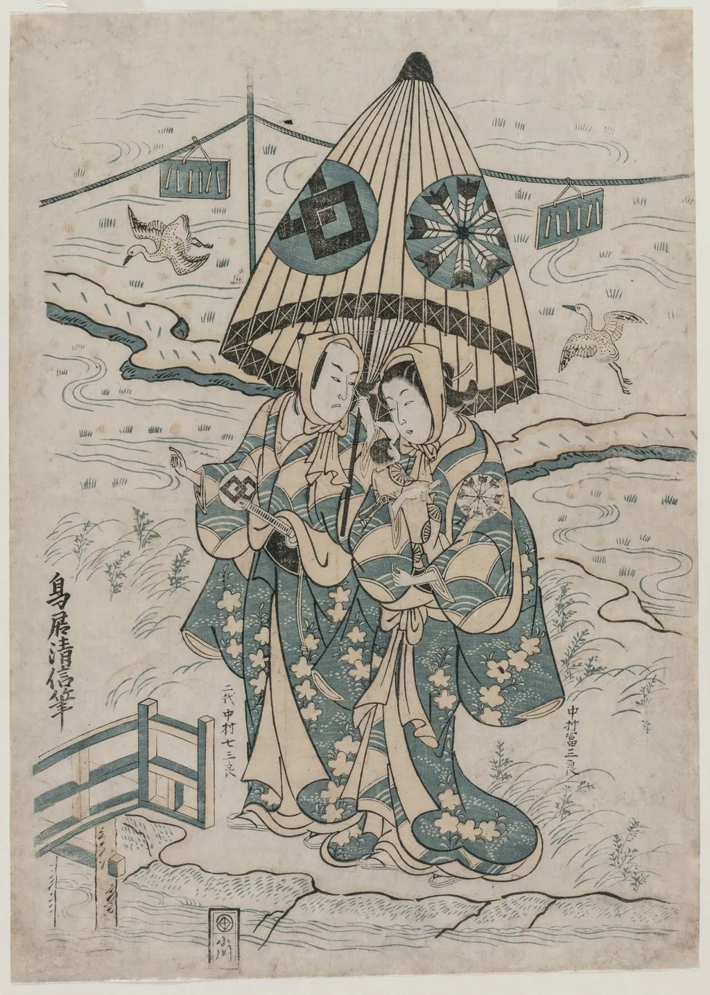Nakamura Tomijuro and Nakamura Shichisaburo II as the Lovers Agemaki and Sukeroku, by Torii Kiyonobu II