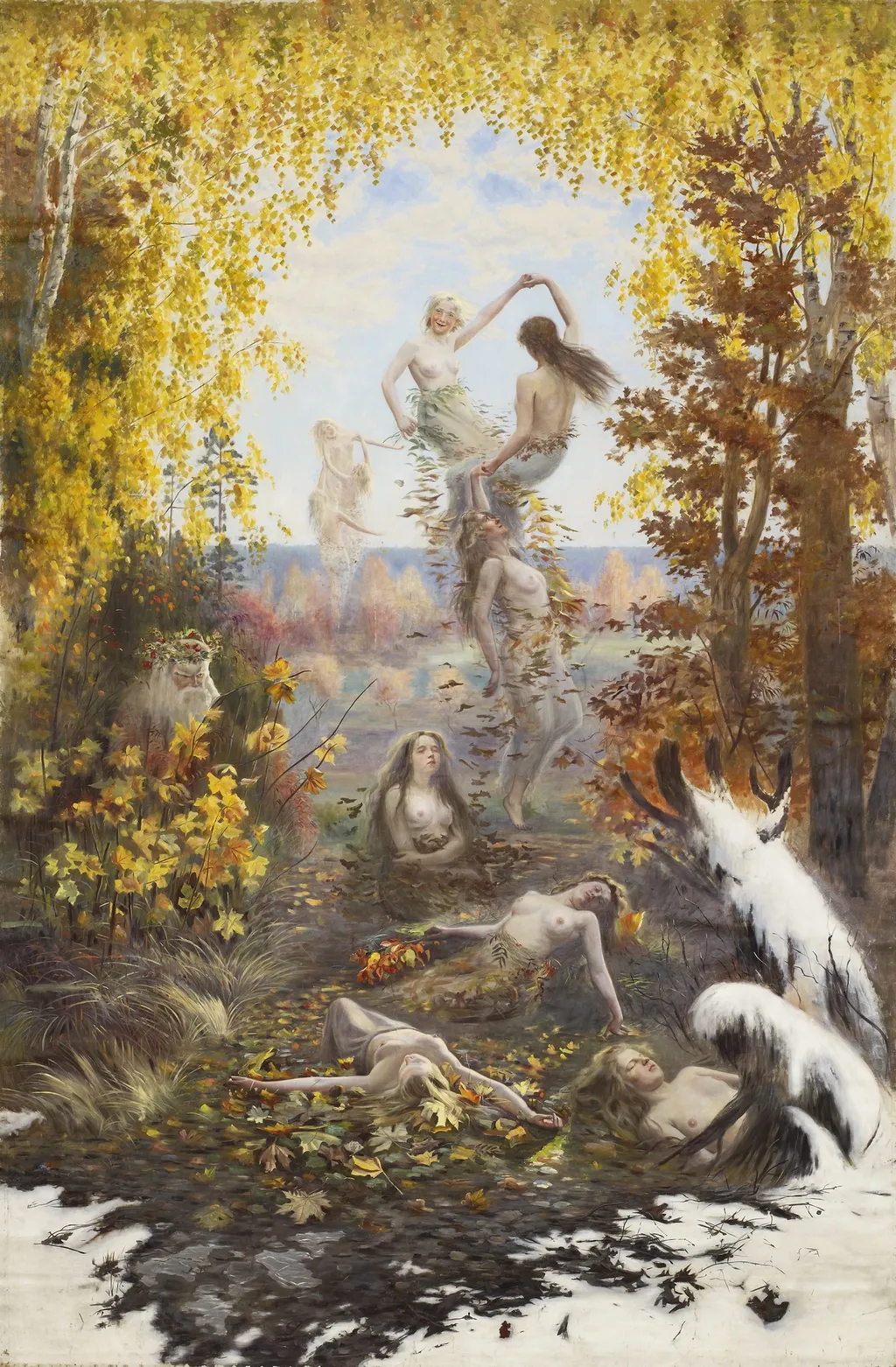 Falling Leaves; Dance of the Falling Leaves, by Torsten Wasastjerna, oil, 1899
