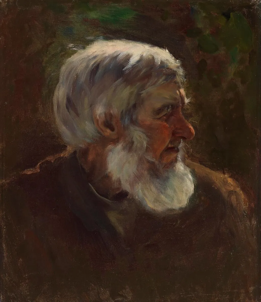 Vanha mies profiilissa, luonnos teokseen Sadun prinsessa, by Torsten Wasastjerna, unspecified, 1903