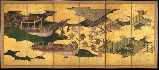 源氏物語図屏風 (胡蝶)|“Butterflies”, by Tosa Mitsuyoshi
