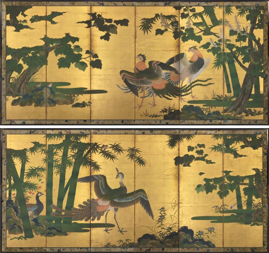 Peafowl and Phoenixes, by Tosa Mitsuyoshi, unspecified, 1504