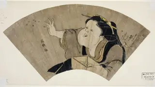 Otafuku Throwing Black Beans to Chase Away the Demons on New Year's Eve, by Tōshūsai Sharaku, 1798