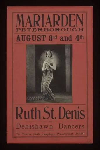 Poster advertising Ruth St. Denis and the Denishawn Dancers, 1923, by Transcript Printing Co