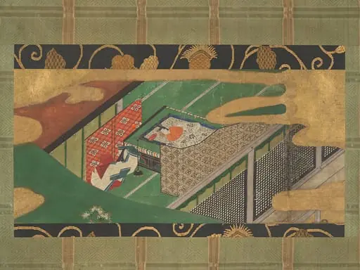 伝俵屋宗達筆　源氏物語図「宿木」 |“Trees Encoiled in Vines of Ivy” (Yadorigi)