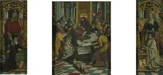 Triptych with the Last Supper and Donors, by Jacob Cornelisz. van Oostsanen