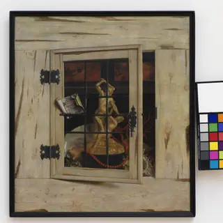 Trompe l'Oeil. An Open Cabinet of Curiosities with a Hercules Group